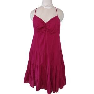 GAP Fushia Cotton Sun Dress Size M Spaghetti Strap Boho Y2K Festival Peasant